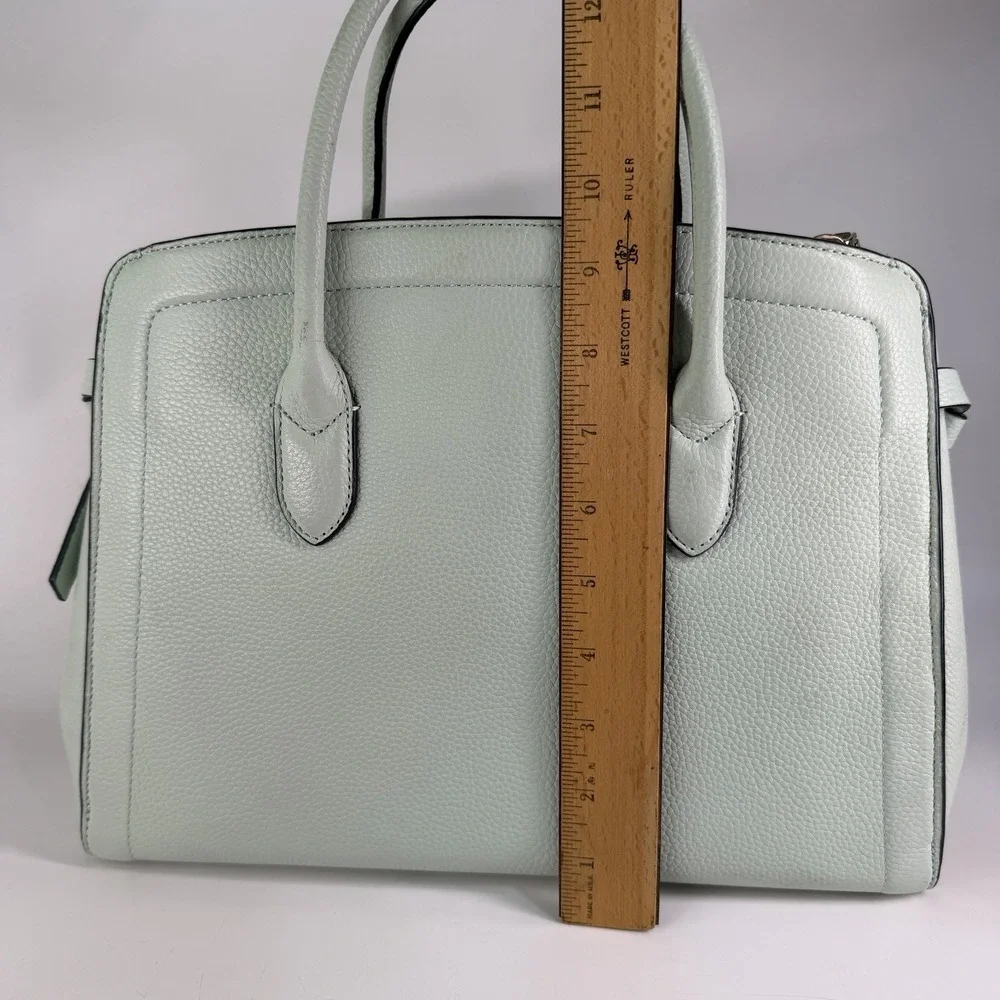 Kate Spade knott Leather Medium Satchel Crossbody Tote Mint Pistachio Pebbled
